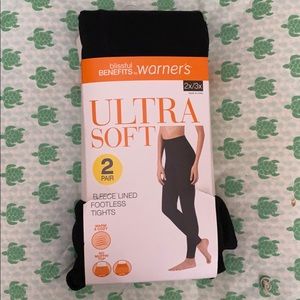 WOMEN'S FLEECE LINED FOOTLESS TIGHTS 2-PAIR 2X/3X